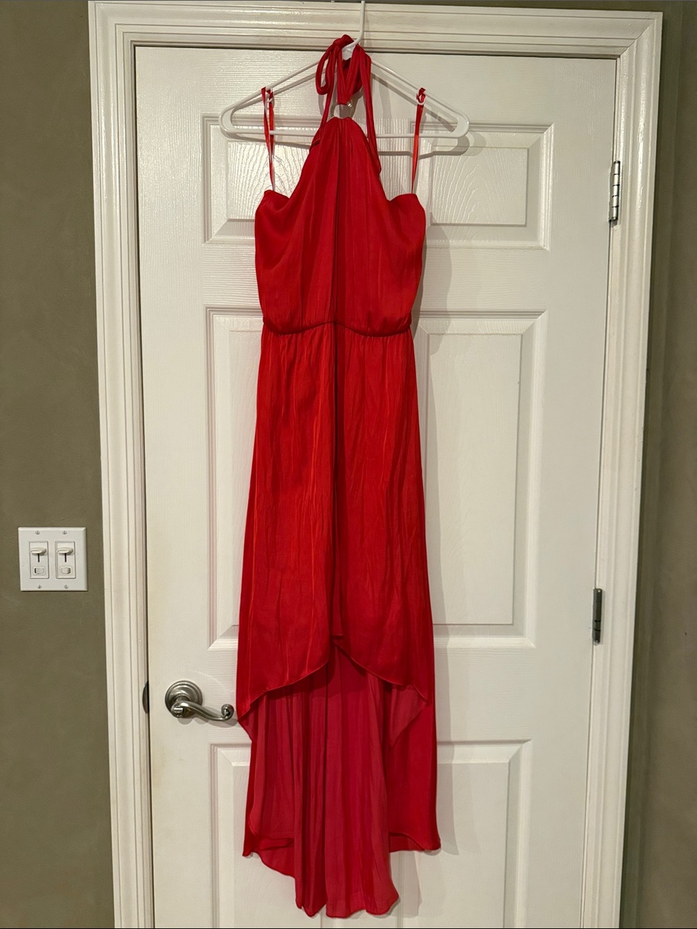 White House Black Market Red Halter High-Low Evening Gown